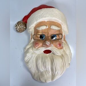 Vintage 9 Inch Santa Claus Blow Mold,  With Glasses Blue Eyes